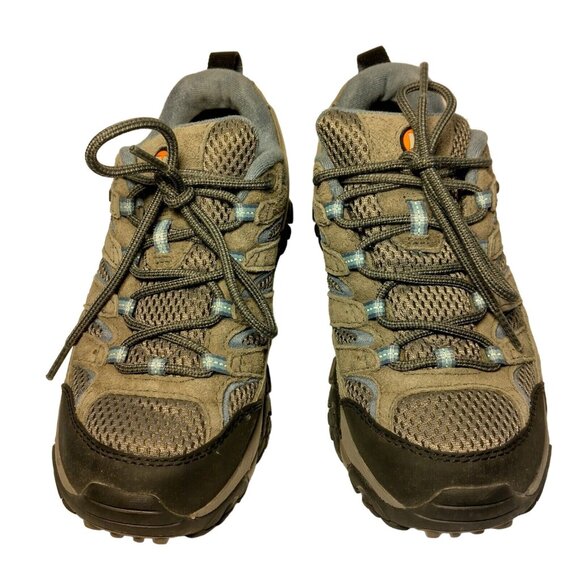 Merrell Moab Shoes Womens 7 Gray Blue Mesh Hiking Comfort Work Lace Up Vibram - Picture 7 of 16